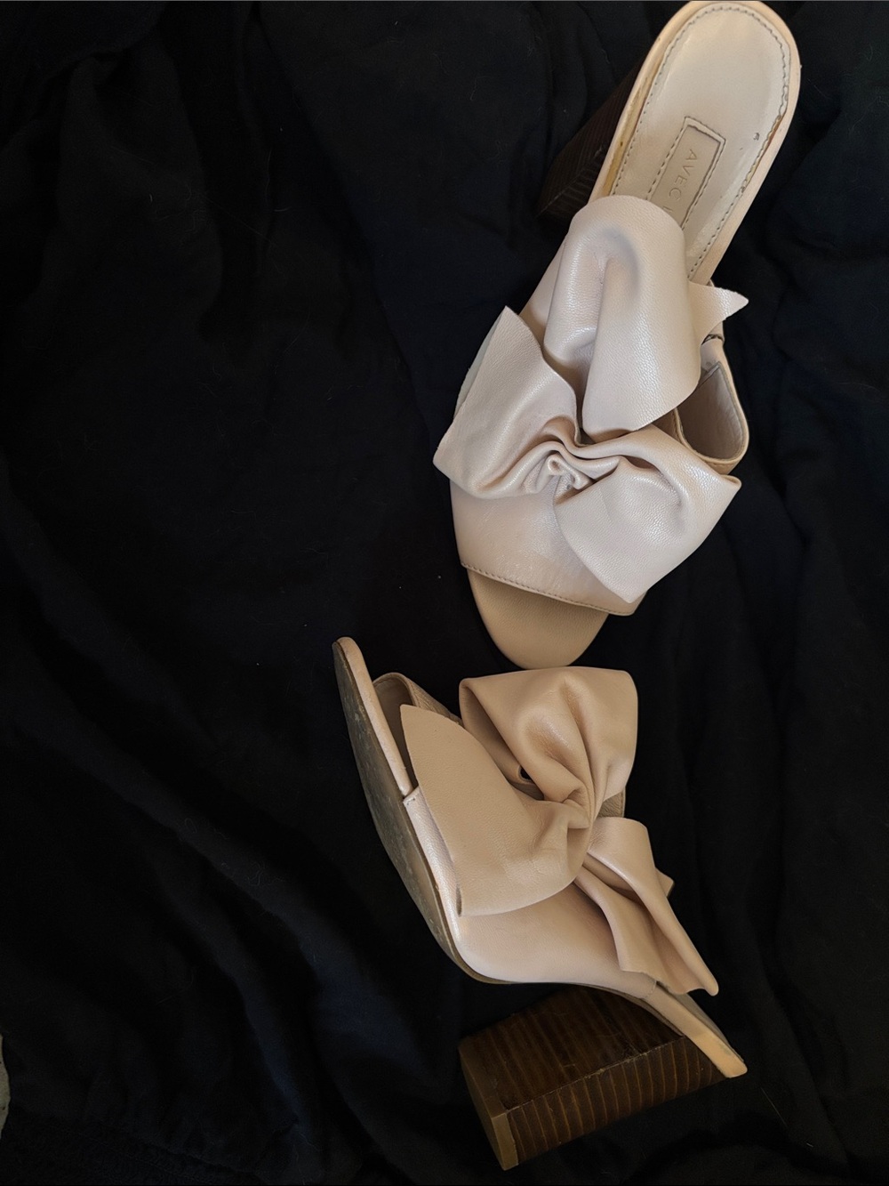Avec Les Filles Blush Bow Block Heel Mules